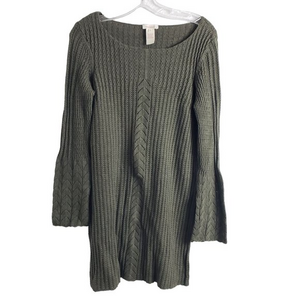 Sundance‎ Womens Size XS Green Open Knit Long Sleeve Scoop Neck Sweater Dress